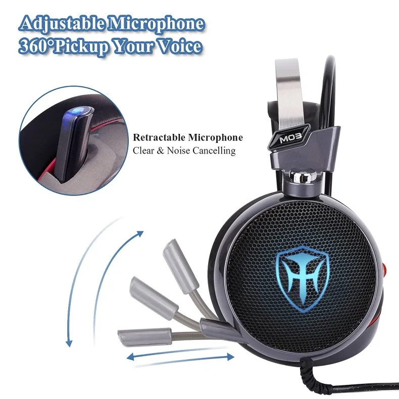 Лучшие PC Gaming Headset 3D стерео наушники с Splitter адаптер регулируемый микрофон светодио дный для ноутбука PS4 PC xbox мобильного телефона