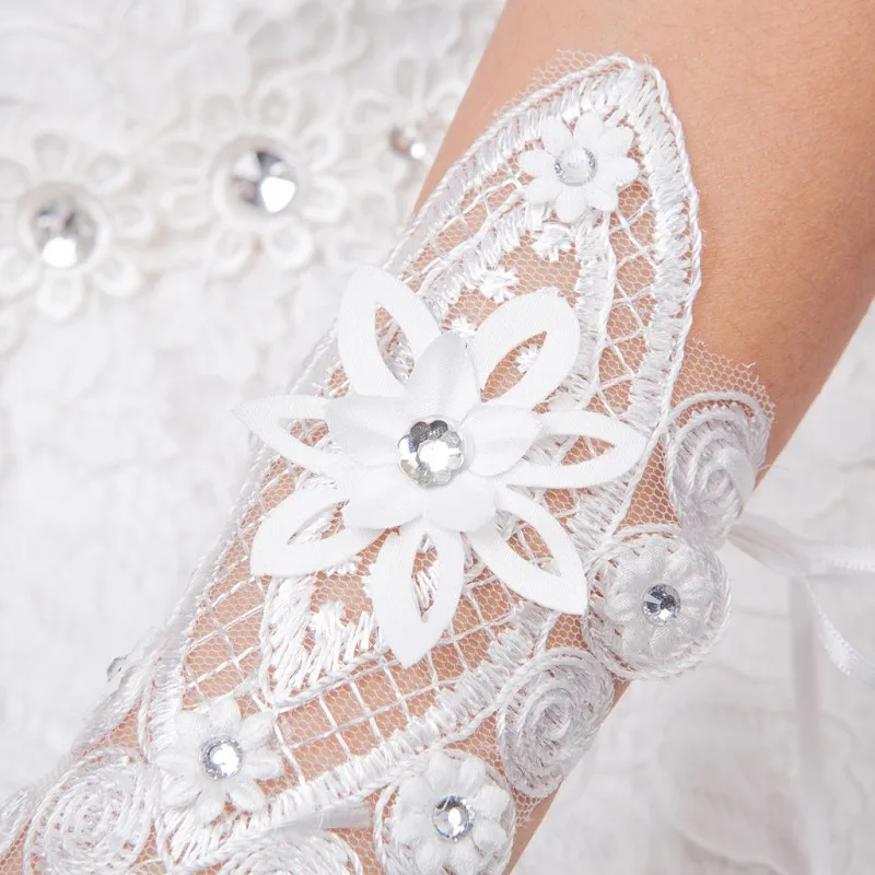 Fingerless Bride Wedding Gloves With Rhinestone Lace Women Opera Length Fashion Accessories | Свадьбы и торжества