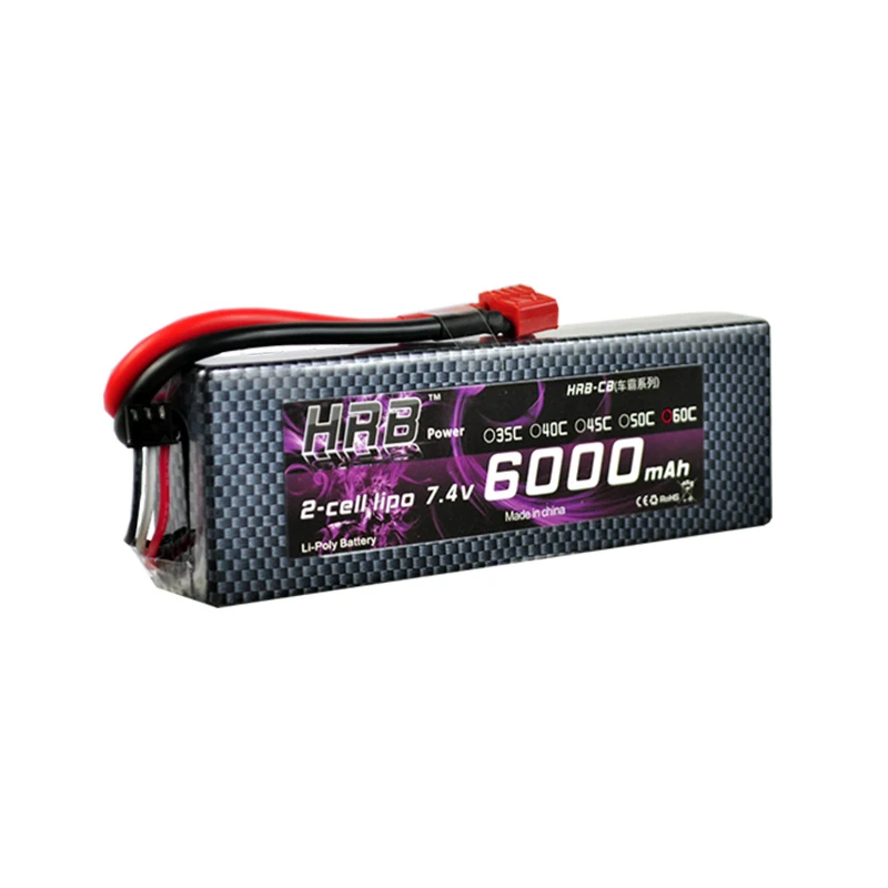 HRB RC Lipo 2S Аккумулятор 7 4 в 4200 мАч 5200 6000 7000 8000 55C 60C 100C Жесткий Чехол для 1/10 Scale Trx4