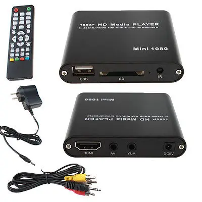 1080p Full HD ультра портативный цифровой медиаплеер для USB дисков SD/SDHC карты в
