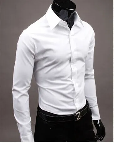 white 2019Men рубашка с длинным рукавом модные мужские Повседневное рубашки хлопок сплошной Цвет Бизнес Slim Fit социальные Camisas Masculina RD464 - Цвет: white