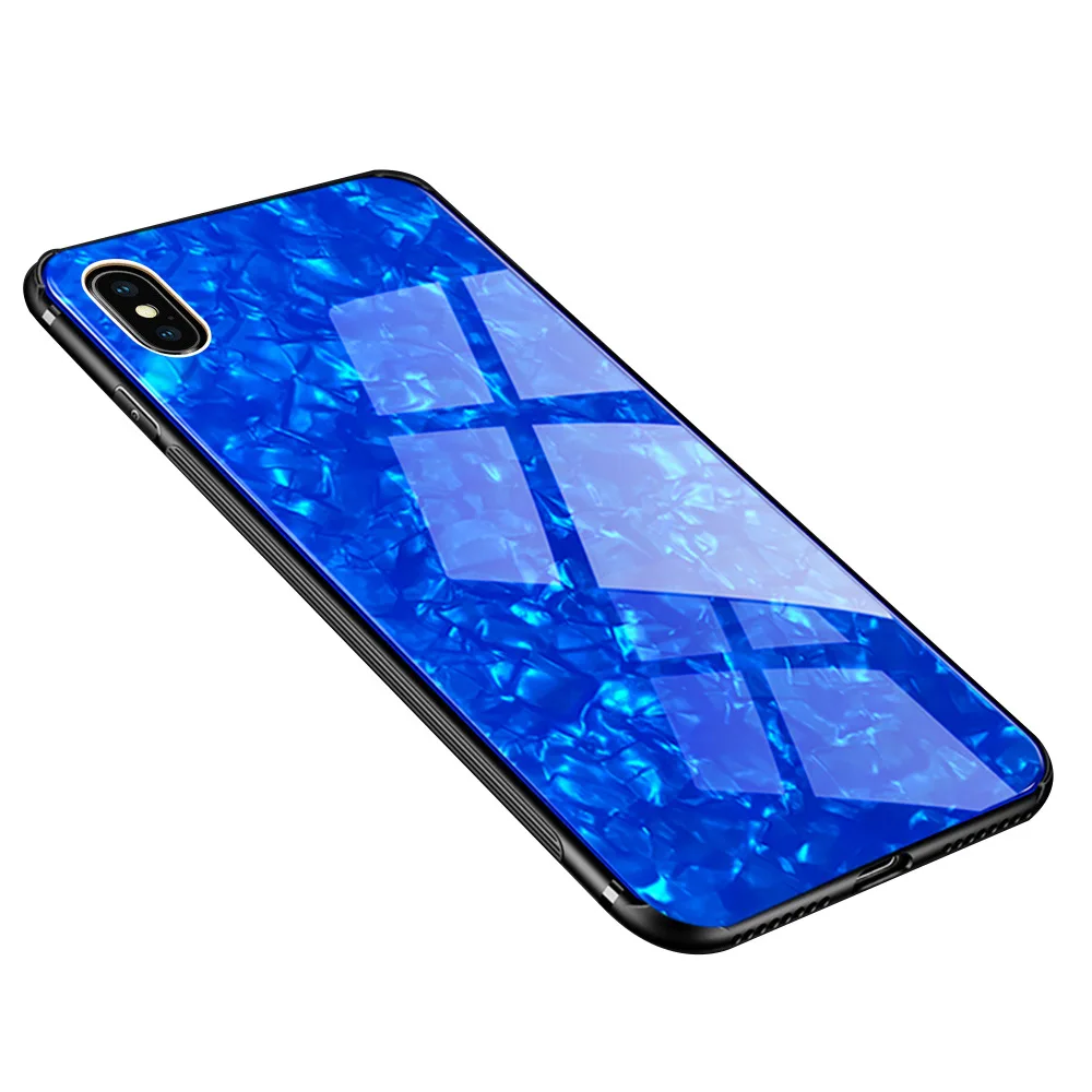 Shining Glossy Dream Tempered Glass Case For iPhone X XR XS Max Soft Silicone + Hard Cover 7 8 6 6s Plus Back |