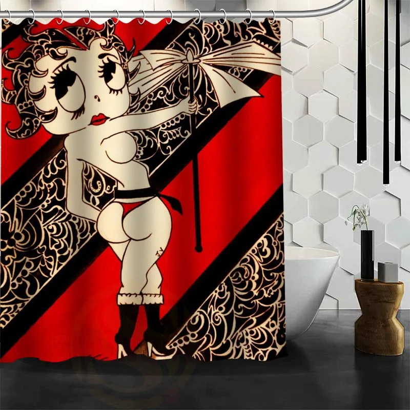 Пользовательские betty boop водонепроницаемая ткань для ванной занавеска для душа с защитой от плесени полиэстер ванная комната