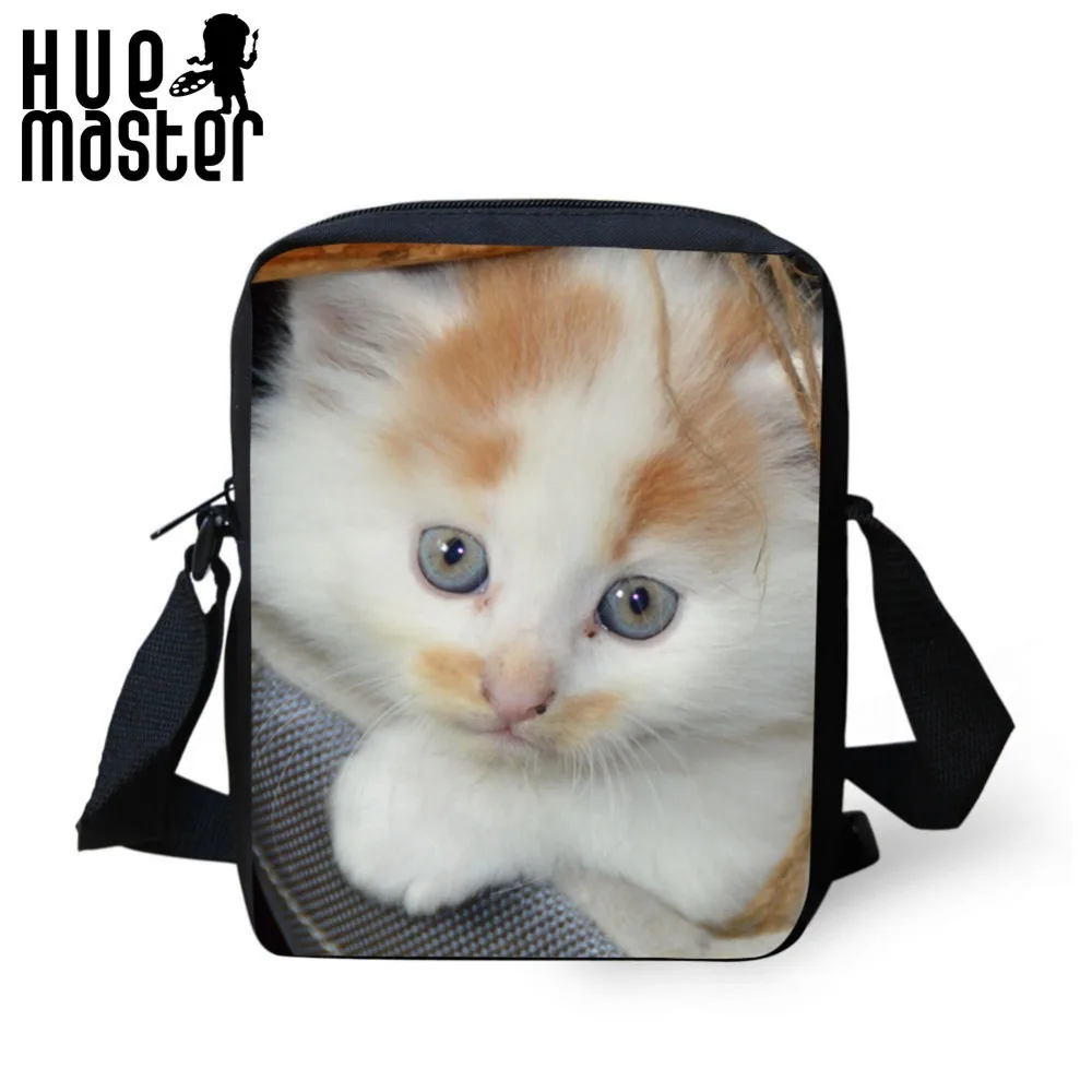 Миниатюрные сумки мессенджеры с изображением милого кота спереди женские