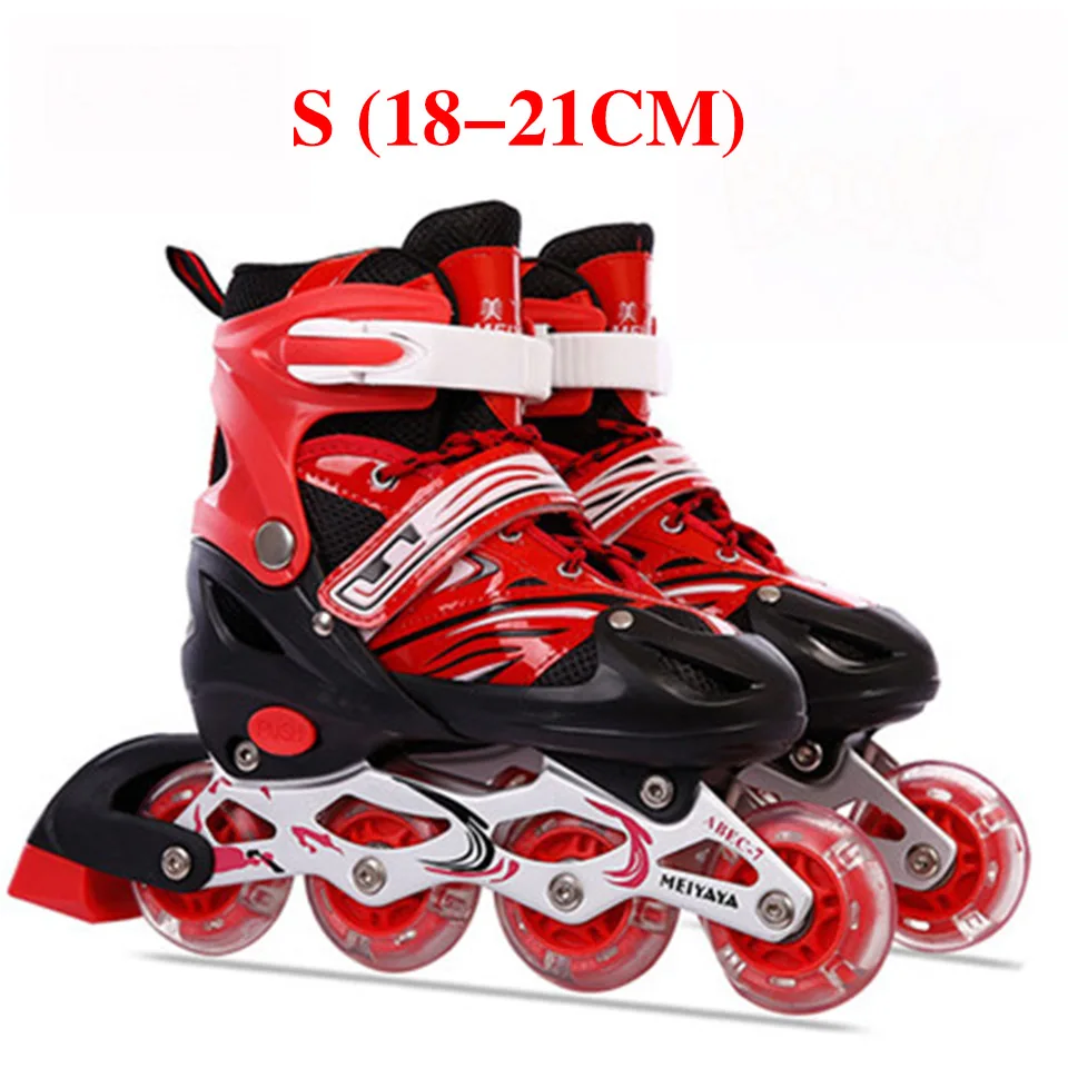 red size S Детские роликовые коньки, роликовые коньки, обувь Слалом, уличная щетка, для катания на коньках, ПУ колеса, патины, унисекс, регулируемые кроссовки с роликами, IA100 - Цвет: red size S