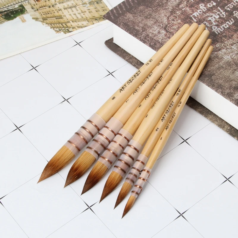 

2022 New 1Piece Nylon Hair Artist Watercolor Paint Brush French Style Pointed Painting Brushes For Watercolor Art Supplies