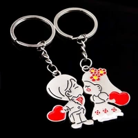 fashion new novelty anime couple keychain women cartoon lovers key chain on bag trinket jewelry wedding party valentines gift