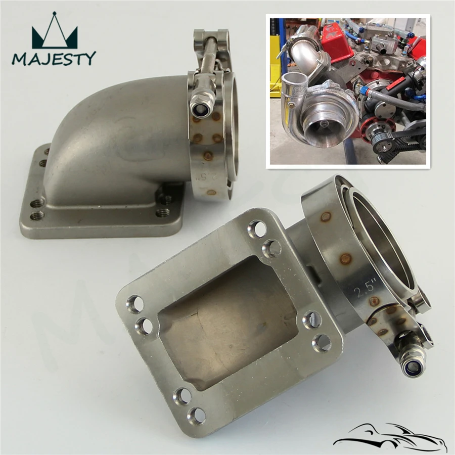 2x2 5 дюйма Vband 90-градусный литой фланец адаптера локтя SS + зажимы для