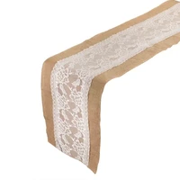 burlap lace hessian table runner natural jute for wedding party decoration 11 8inch x 108 2inch