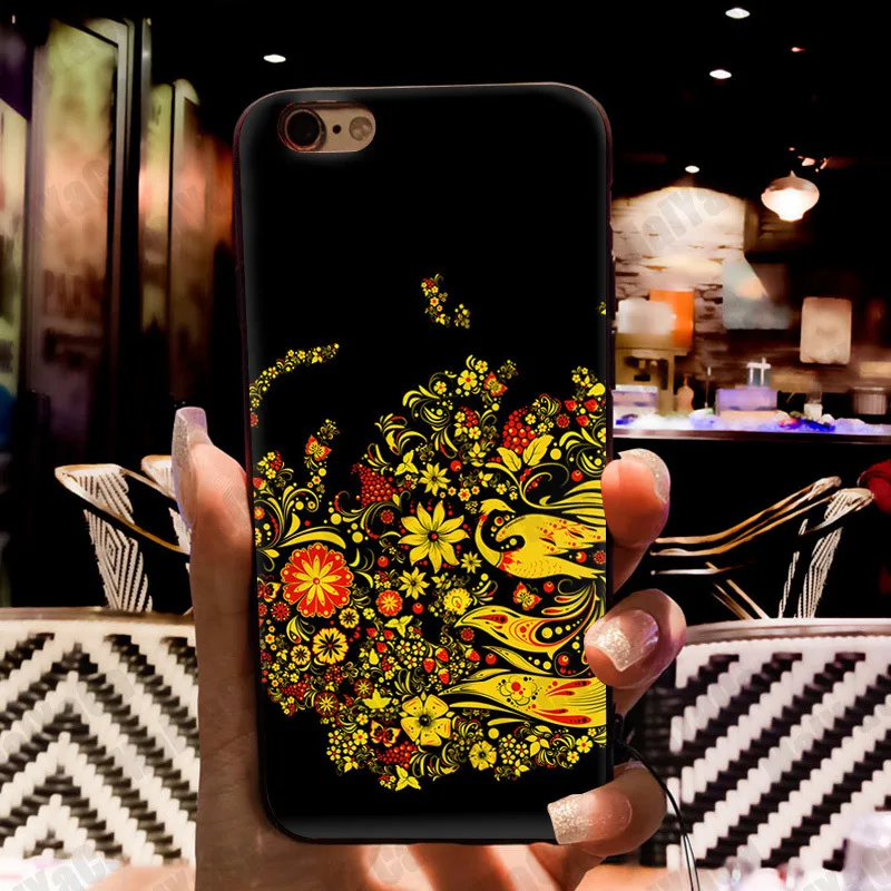 Хохлома русский цветок дизайн чехла для телефона iphone 11 12 Pro XR XS Max 8 7 6 6S Plus X 5 5S