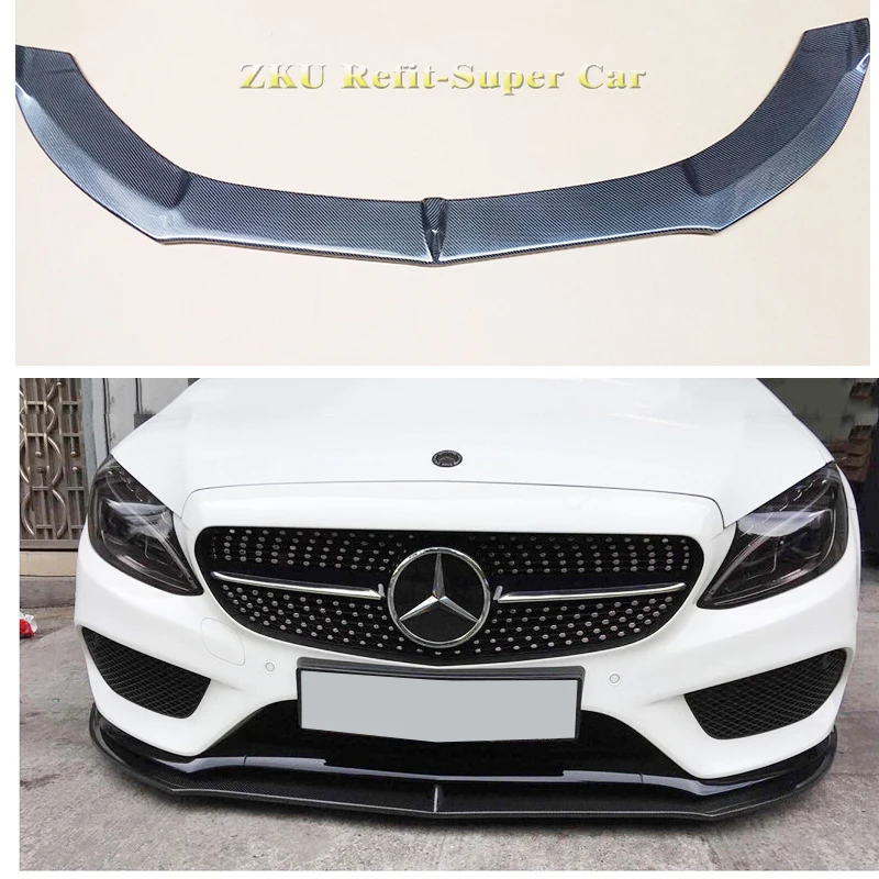 Высококачественная губа переднего бампера из углеродного волокна для Benz C | Амортизаторы -32951819361
