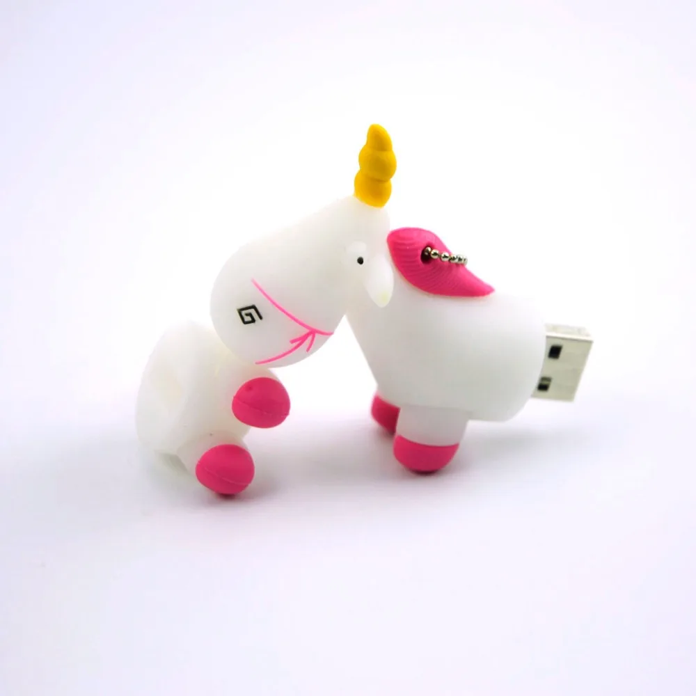 Мини Единорог флешки 128 ГБ накопитель 64 Мультфильм мило лошадь USB Flash Drive 32 16 8 memoria