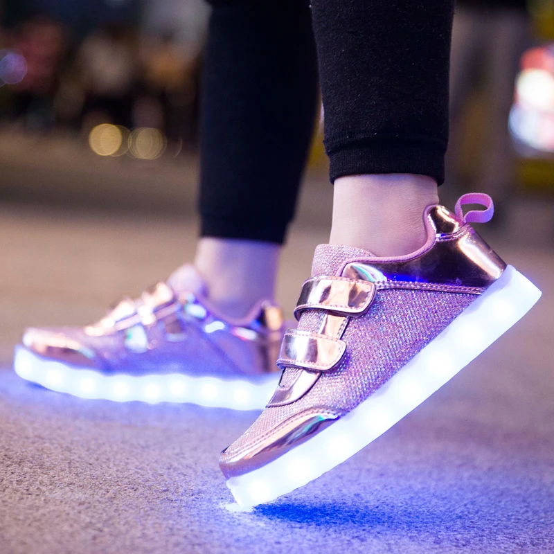 25 37 размер USB зарядка корзина Led детская обувь с подсветкой детские повседневные