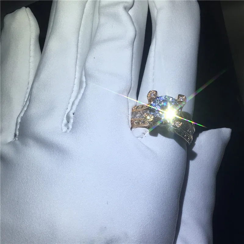 Choucong Винтажное кольцо из розового золота серебро 925 пробы 3ct AAAAA cz обручальные