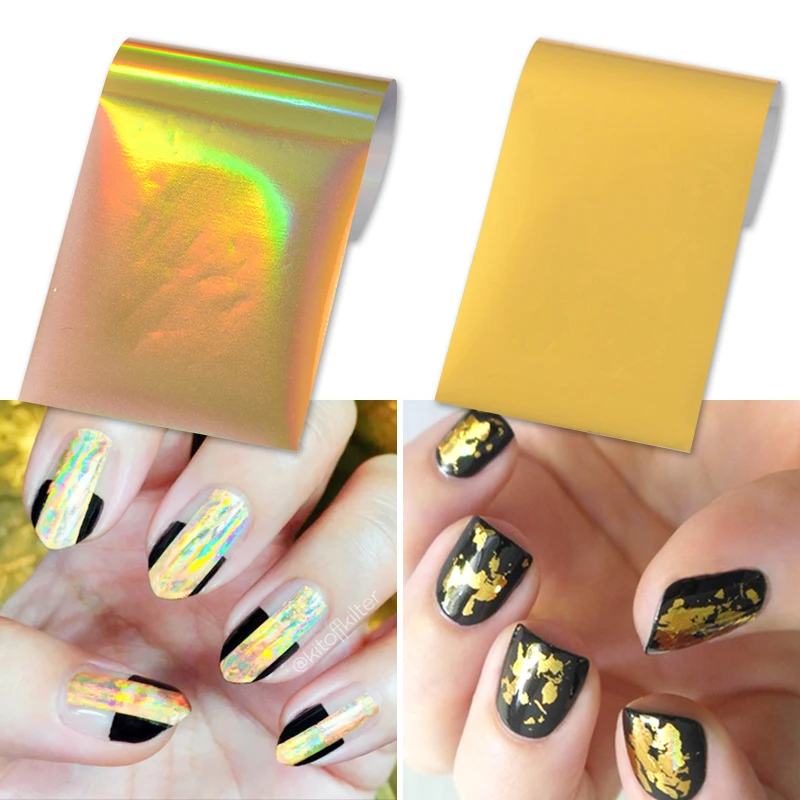 8 шт. лазерные блестящие наклейки для ногтей Золотой Серебряный ноготь бумажные