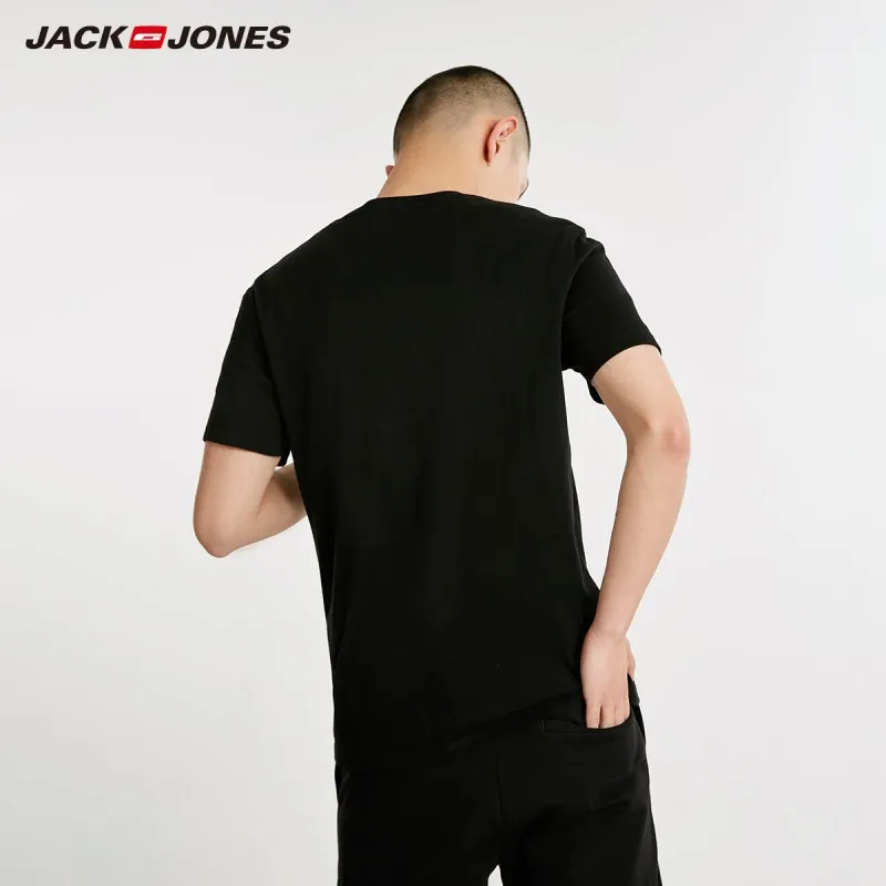 JackJones Мужская Осенняя футболка с короткими рукавами из 100% хлопка абстрактным