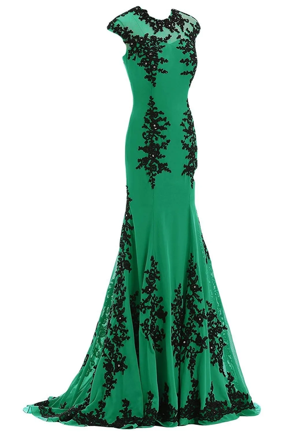 Элегантное зеленое платье Русалка jaevini женское черное для выпускного вечера