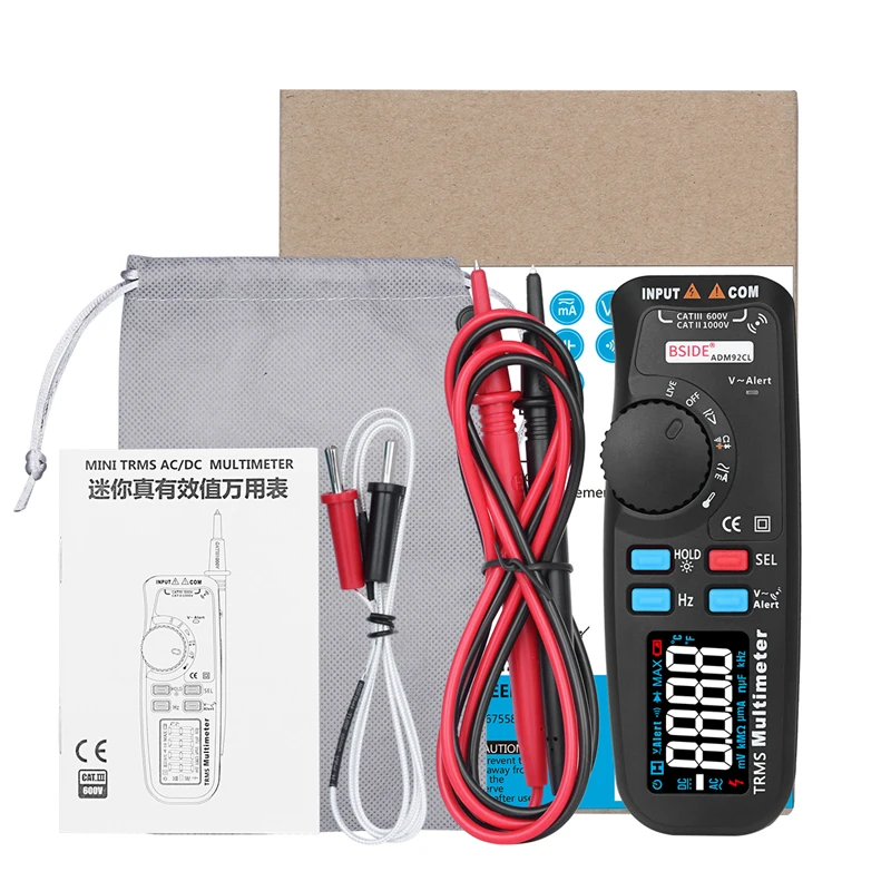 BSIDE True RMS цифровой мультиметр ADM92CL цветной дисплей Авто диапазон Вольтметр живой