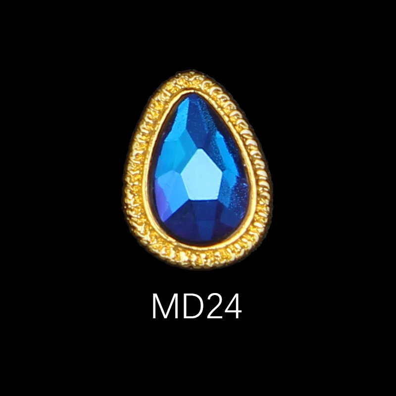 MD24 8X11 мм падение дизайн 3D сплав для дизайна ногтей Стразы Золотая основа 20/50 шт нейл-арта украшения для ногтей металла ювелирных украшений Hand-Made подвески - Цвет: MD24