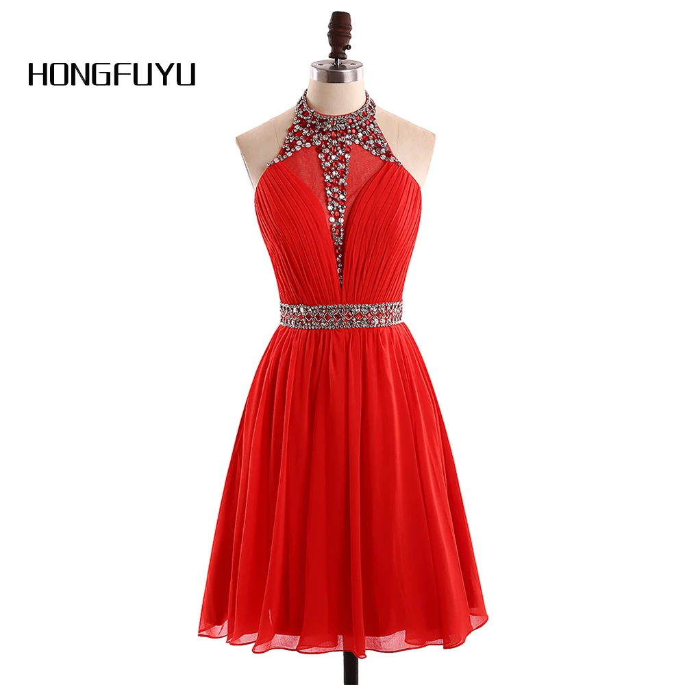 Женское Коктейльное Платье До Колена Pretty красное короткое шифоновое платье