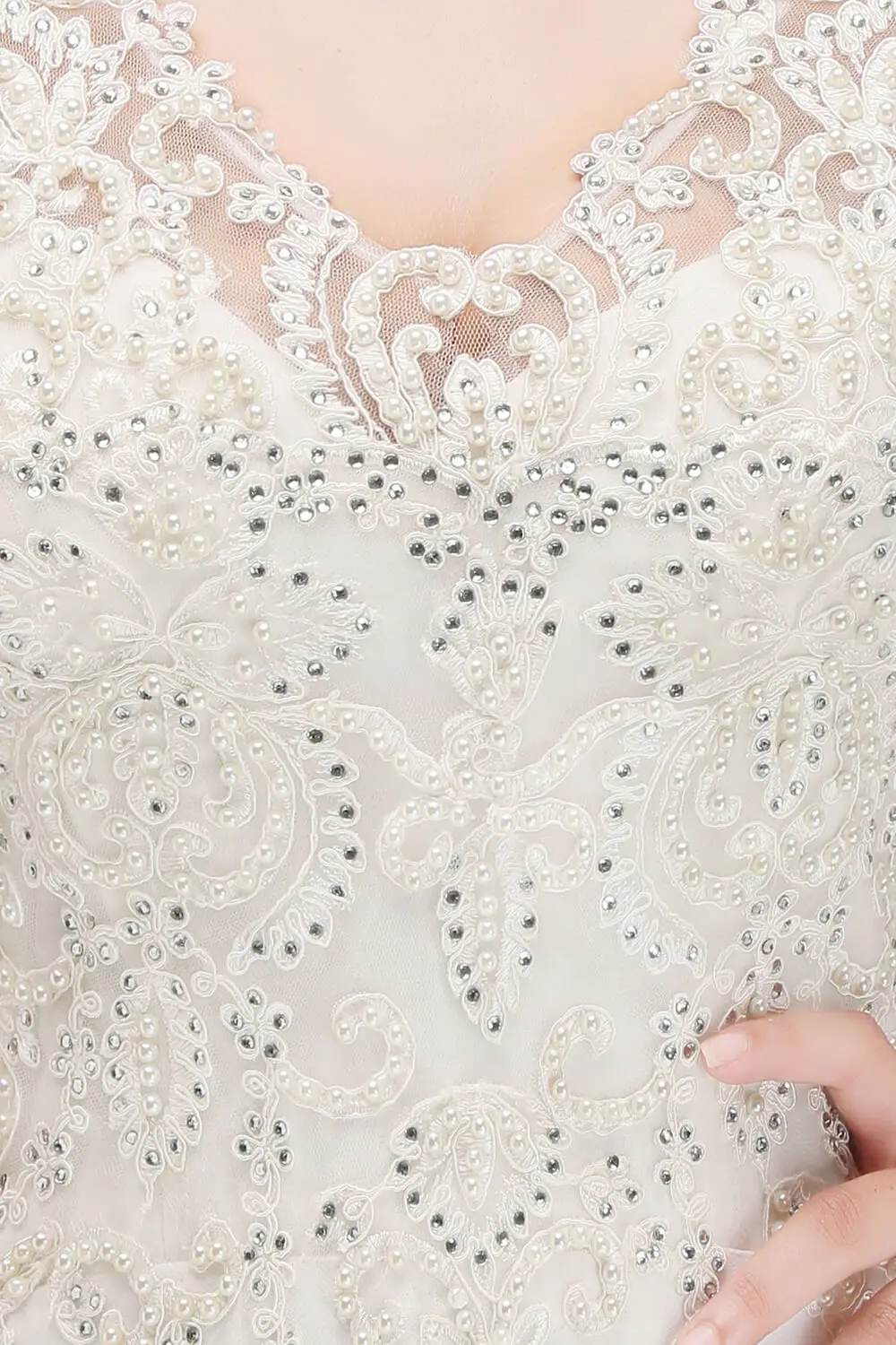 Роскошные кружевные свадебные платья Babyonlinedress с V-образным вырезом и блестками |