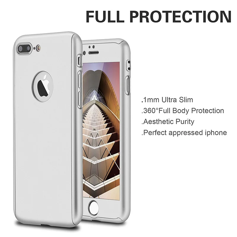 Voguery 360 чехол для iPhone 8 с закаленным стеклом протектор экрана Plus Fundas Полный Корпус