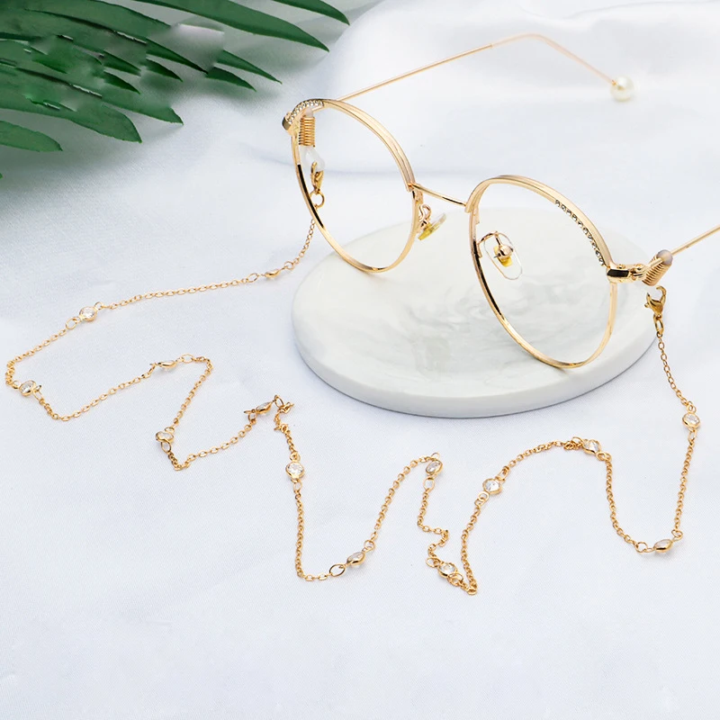 Gold Plated Titanium Steel Link Chain Clover Flower Eyeglasses Chains for Reading Glasses Cord Sunglasses Strap Holder Neck Band