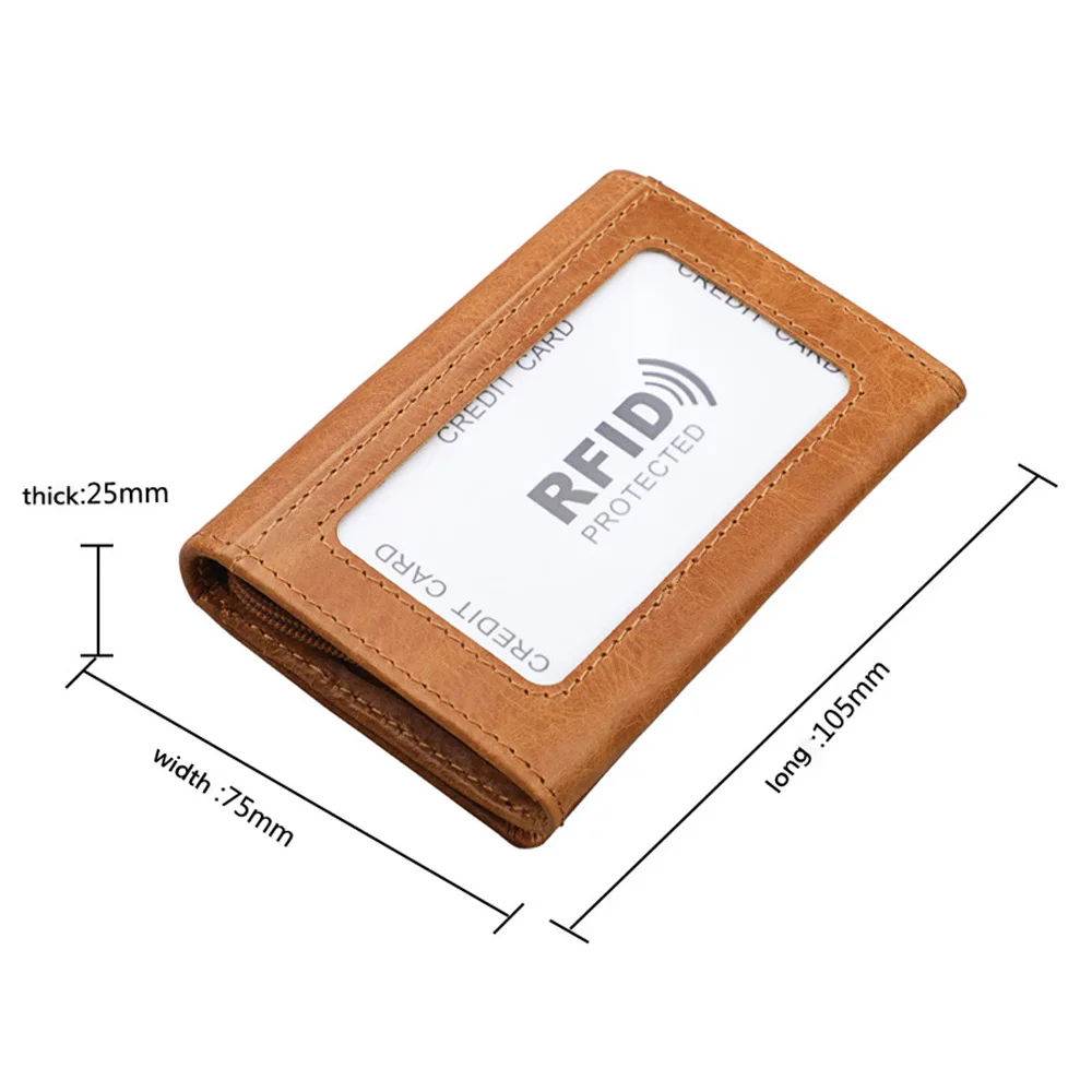 RFID Fashion Crazy Horse Genuine Leather Small Wallet New Arrival Credit Card Holder for Men and Women Coin Purse Short Clutch | Багаж и