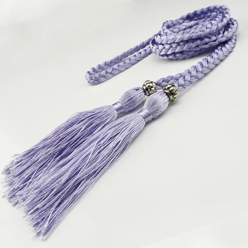 light purple 1 шт., Женский Украшенный Пояс на цепочке, Дамский элегантный пояс с кисточками, Женский тканый пояс с кисточками,, женский модный пояс - Цвет: light purple