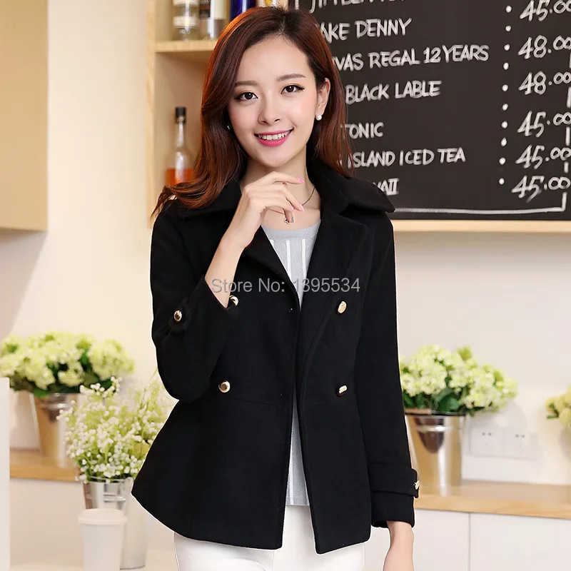Fashion 2014 autumn Winter Coat Woemn Female Warm Long Sleeve Woollen Overcoat Trench Wool Coats 4369#NEW |