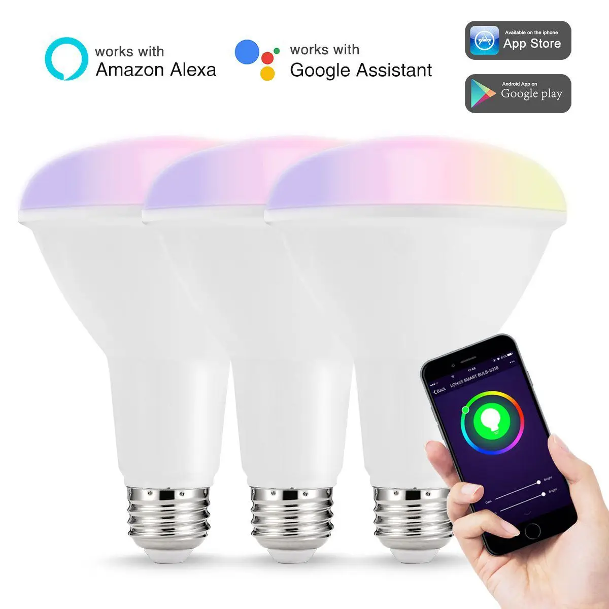 SHGO Smart светодиодные лампы разноцветные WIFI BR30 затемняемые встраиваемые лампочки 75