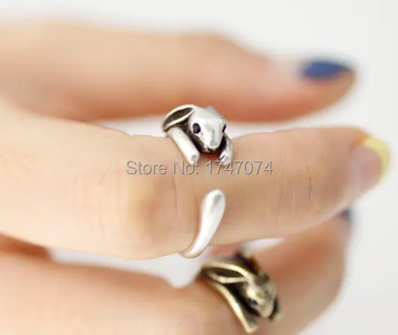 Горячая Распродажа Винтаж кольцо кролик в виде симпатичных животных Обёрточная