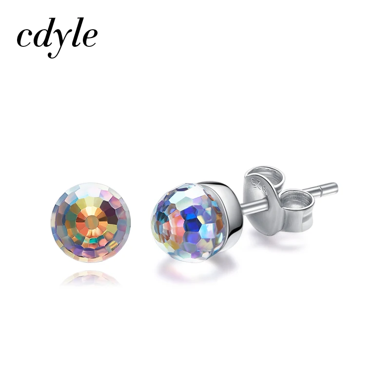 Cdyle украшенные кристаллами Классические стерлингового серебра 925 Bijoux Красочные горный хрусталь минималистичные женские серьги - Окраска металла: no box
