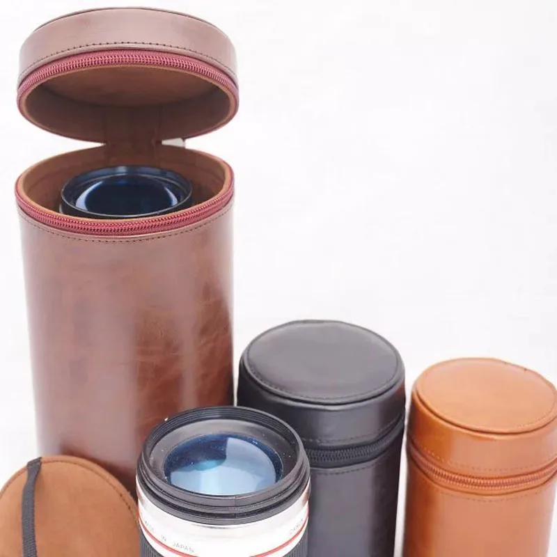 Защитный чехол для объектива камеры S M L кожаный DSLR Nikon Canon Sony 3 цвета|lens bag case|lenses