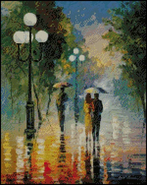 Высшее качество Набор для вышивки крестиком дождь прогулка по дождливой улице