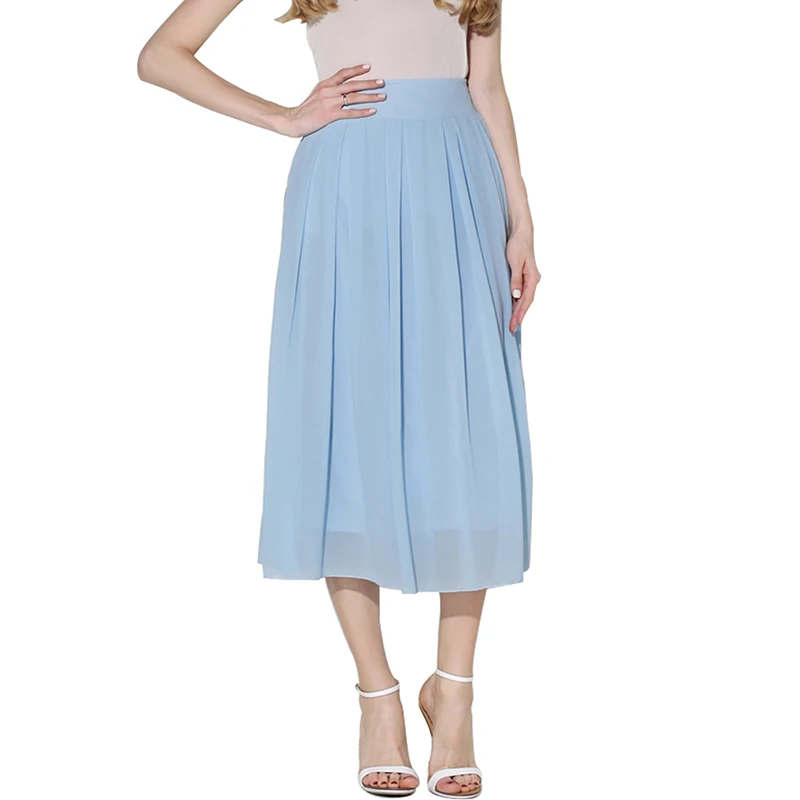 2017 летний новый стиль шифон юбки женщин высокой талии макси лето юбка упругие