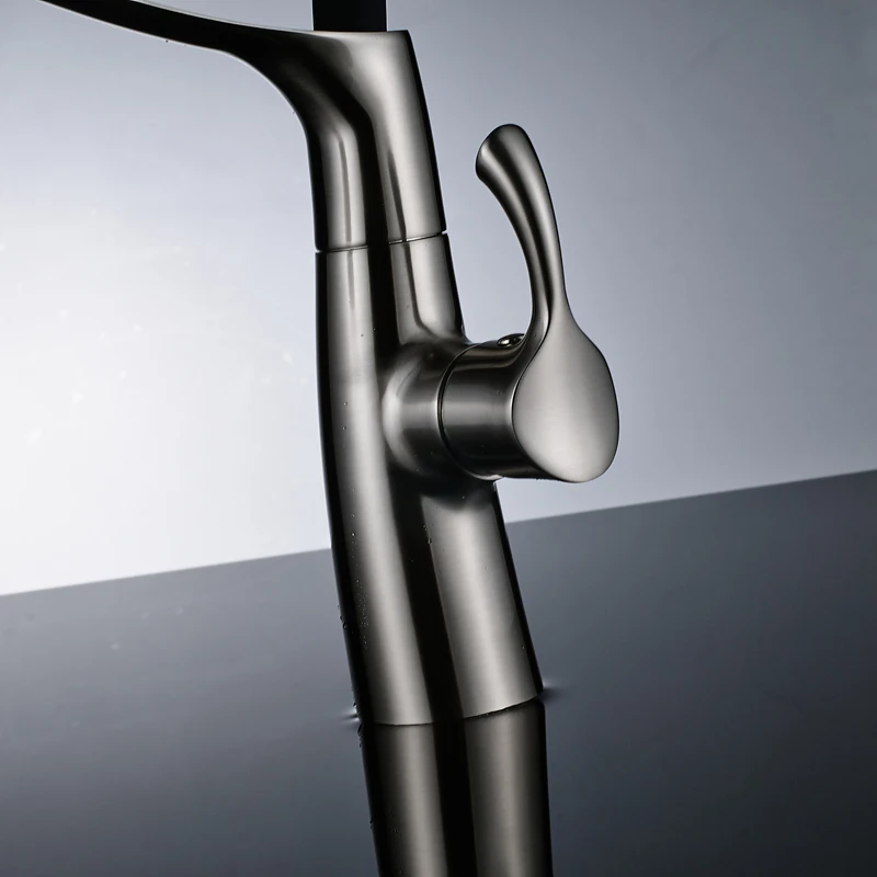 Матовый никель 360 Поворотный кухонный смеситель кран с кронштейном для ванной