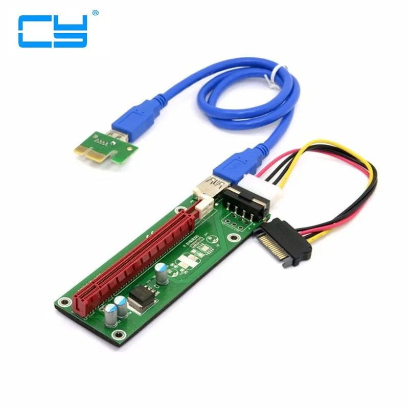 

Переходная карта PCI-E PCI Express, 1X до 16X, 50 шт./лот + кабель-удлинитель USB 3,0 с блоком питания для майнинга биткоинов Litecoin