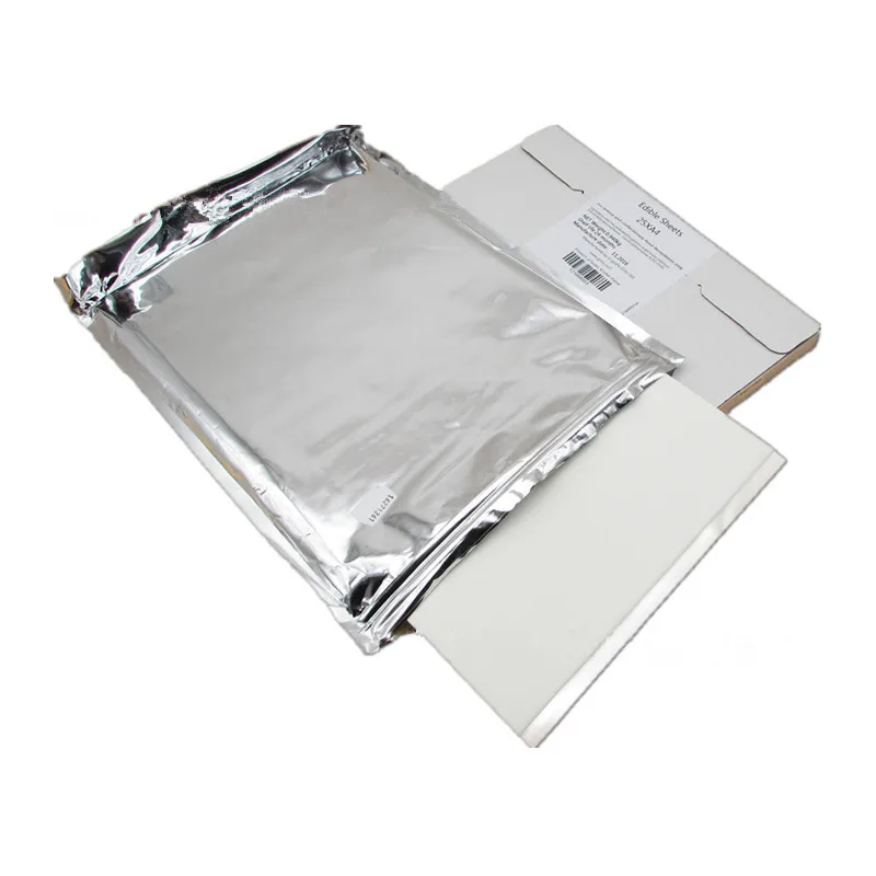 Papel de arroz comestible para pasteles, piruleta, helado, chocolate, impresi&oacute;n y decoraci&oacute;n de alimentos, A4, 25 unids/lote, Env&iacute;o Gratis-0