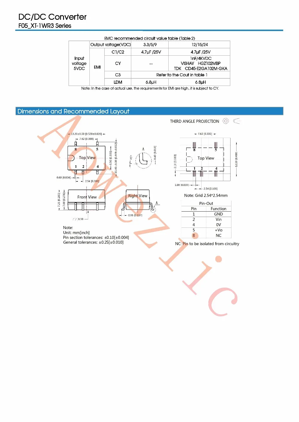 Aoweziic F0503XT-1WR3 новая Оригинальная Входная мощность: 4 5 в-5 В выходная + 3 в постоянного