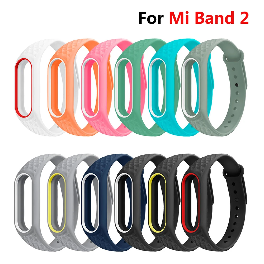 Mi Band 2 браслет для Xiaomi mi ремешок 2 ремешок на руку Двойной Цветной силиконовый браслет Смарт-браслет аксессуары
