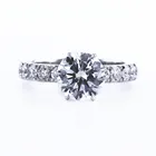 Кольцо с муассанитом женское, 3,0 карат, 9 мм