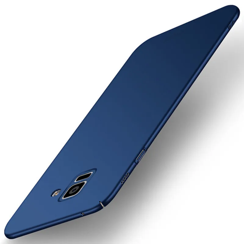 blue Роскошный тонкий Матовый Жесткий чехол-бампер из поликарбоната для samsung Galaxy A6, A8, S9 Plus, J4, J6,, Note 9, защитная задняя крышка, Резиновая оболочка - Color: blue