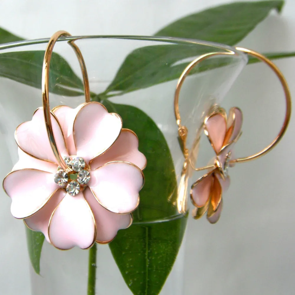 Navachi розовый эмалированный цветок желтый прозрачный кристалл горный хрусталь