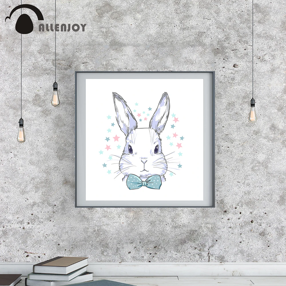Allenjoy Холст Картина мультфильм кролик лук Звезда плакаты детские настенные