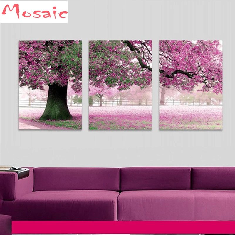 

3pcs,diy Diamond mosaic"romantic Beauty Tree"Pattern Full Square Drill 5d Diamond Painting Diamond Embroidery home Decoration