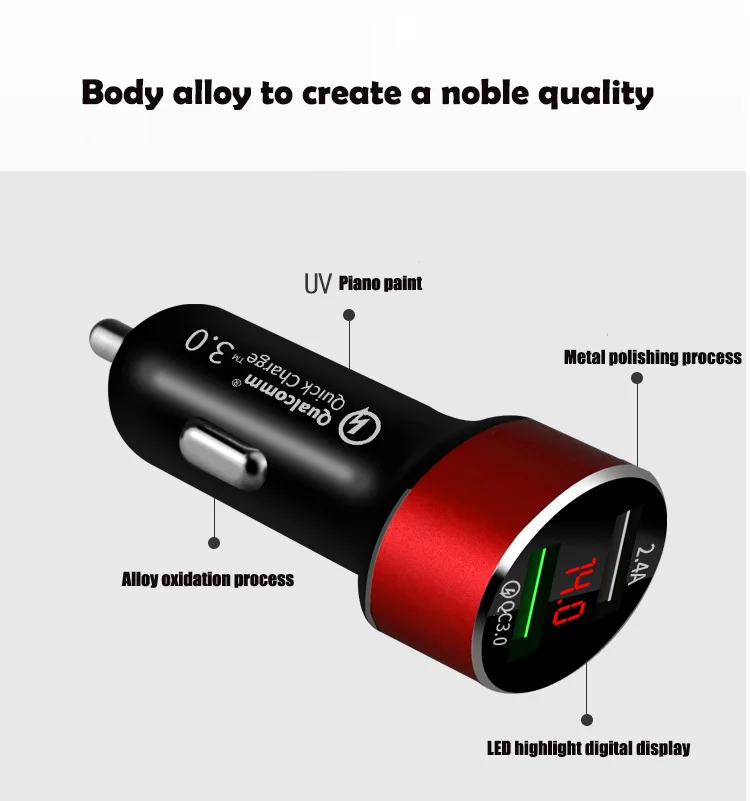 Автомобильное зарядное устройство 2 USB зарядное устройство Quick Charge 3,0 светодиодный QC3.0 2.4A быстрое зарядное устройство Универсальное зарядное устройство для телефона для Iphone huawei Xiaomi Redmi