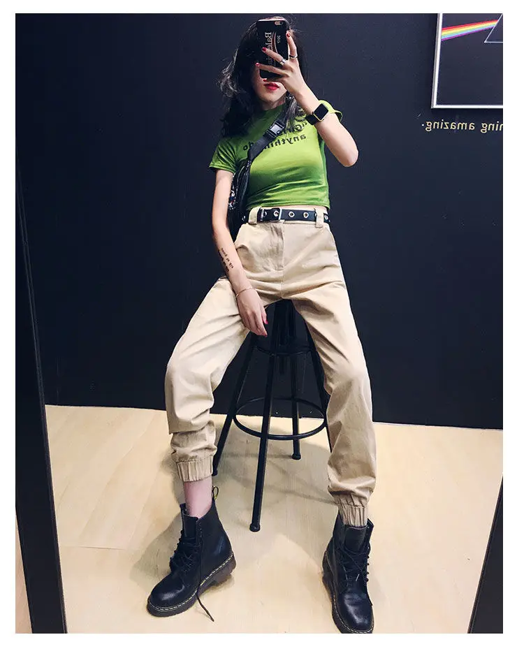 Women Cargo Pants Ladies Baggy Boyfriend Handsome Hip Hop Straight Trousers | Женская одежда