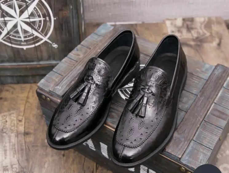 Мужские туфли-Броги из натуральной кожи с перфорацией без застежки | Обувь