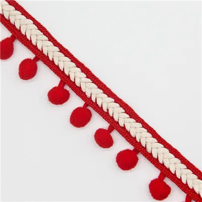 Red Отделка помпоном кружевная лента для рукоделия DIY свадебное украшение для шитья на ткани аксессуар 3,5 см ручная работа пэчворк полиэстер 1 ярд - Цвет: Red